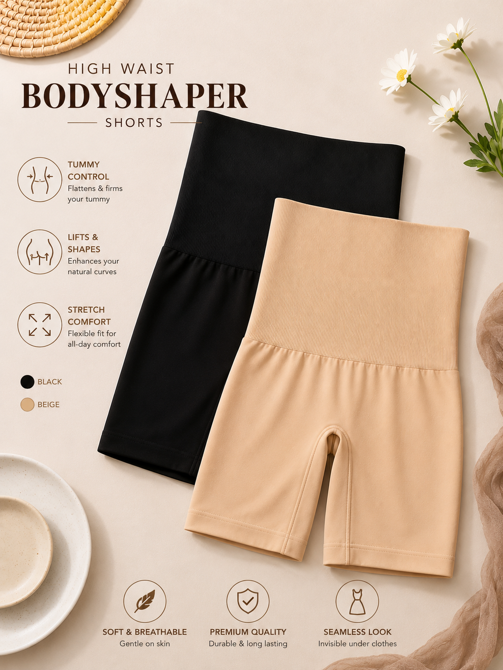 Pack of 2 Tummy Control & Thigh Slimming Body Shaper
